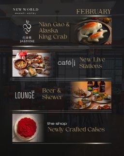 A month of love and prosperity — February brings Valentine’s indulgence and Lunar New Year joy. Celebrate romance with exquisite dining and sweet creations, while welcoming festive abundance and new beginnings with family and friends at New World Makati Hotel.​

For general inquiries: ​
📞 (02) 8811 6888​
 📱 0917 888 4194​
📧 enquiry.manila@newworldhotels.com or servicecentre.manila@newworldhotels.com​
🌐 manila.newworldhotels.com​

#NewWorldMakati #NewWorldMakatiHotel #NewWorldHotels