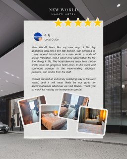 Nothing speaks louder than a guest’s experience.​

Thank you for choosing 𝗡𝗲𝘄 𝗪𝗼𝗿𝗹𝗱 𝗠𝗮𝗸𝗮𝘁𝗶 𝗛𝗼𝘁𝗲𝗹 and for sharing such generous words. We are honoured to be part of your stay.​

Experience it for yourself. Book your next visit today.​

📞 (02) 8811 6888 (For General inquiries)​
📱 0917 888 4194 (For F&B inquiries)​
📧 enquiry.manila@newworldhotels.com or servicecentre.manila@newworldhotels.com​
🌐 manila.newworldhotels.com​

​#NewWorldMakati #NewWorldMakatiHotel #NewWorldHotels