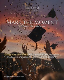 Make it unforgettable with a feast for achievers at 𝗖𝗮𝗳é 𝟭𝟮𝟮𝟴 and 𝗝𝗮𝘀𝗺𝗶𝗻𝗲.​
 ​
𝗖𝗮𝗳é 𝟭𝟮𝟮𝟴​
𝗟𝘂𝗻𝗰𝗵: ​
• Weekday (Mon–Fri) – PHP 3,200 net ​
• Weekend (Sat–Sun) – PHP 4,200 net ​
• Kids (6–12 yrs) – PHP 1,500 net​
​
𝗗𝗶𝗻𝗻𝗲𝗿: ​
• Weekday (Mon–Thurs) – PHP 3,800 net ​
• Weekend (Fri–Sun) – PHP 4,200 net ​
• Kids (6–12 yrs) – PHP 1,500 net​
​
𝗔𝗱𝗱𝗶𝘁𝗶𝗼𝗻𝗮𝗹 𝗕𝗲𝘃𝗲𝗿𝗮𝗴𝗲 𝗢𝗳𝗳𝗲𝗿𝗶𝗻𝗴: ​
• PHP 888 net per person ​
• PHP 588 net per person​
​
𝗝𝗮𝘀𝗺𝗶𝗻𝗲 𝗥𝗲𝘀𝘁𝗮𝘂𝗿𝗮𝗻𝘁​
𝗟𝘂𝗻𝗰𝗵: ​
• PHP 1,488 net (Mon–Fri) ​
• PHP 1,688 net (Sat–Sun)​
​
𝗗𝗶𝗻𝗻𝗲𝗿: ​
• PHP 1,688 net (Sun–Thurs)​
​
📞 (02) 8811 6888 (For General inquiries)​
 📱 0917 888 4194 (For F&B inquiries)​
📧 enquiry.manila@newworldhotels.com or servicecentre.manila@newworldhotels.com​
🌐 manila.newworldhotels.com​
​
#NewWorldMakati #NewWorldMakatiHotel #NewWorldHotels