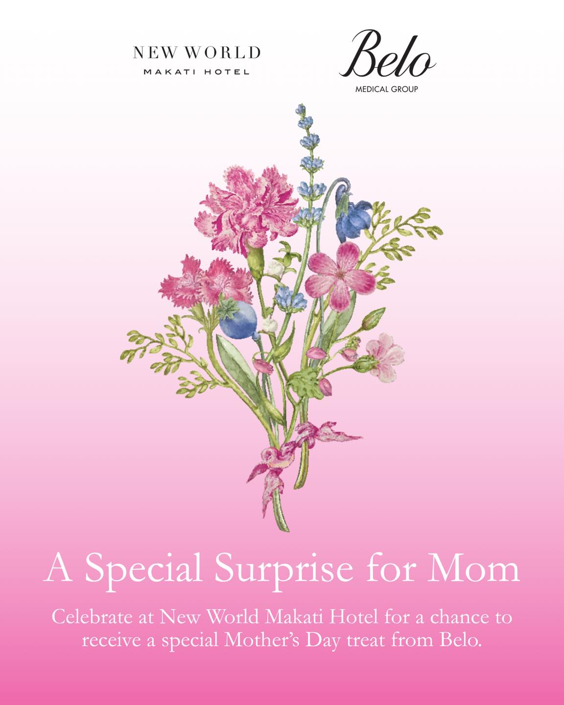 Make Mother's Day feel even more special at New World Makati Hotel. 💐

Gather with Mom, celebrate together, and get a chance to receive a special treat from Belo.

Book your Mother's Day Celebration now!
📞(02) 8811 6888
📱0917 888 4194
📧enquiry.manila@newworldhotels.com
🌐manila.newworldhotels.com

#NewWorldMakati #NWMNL #MothersDay