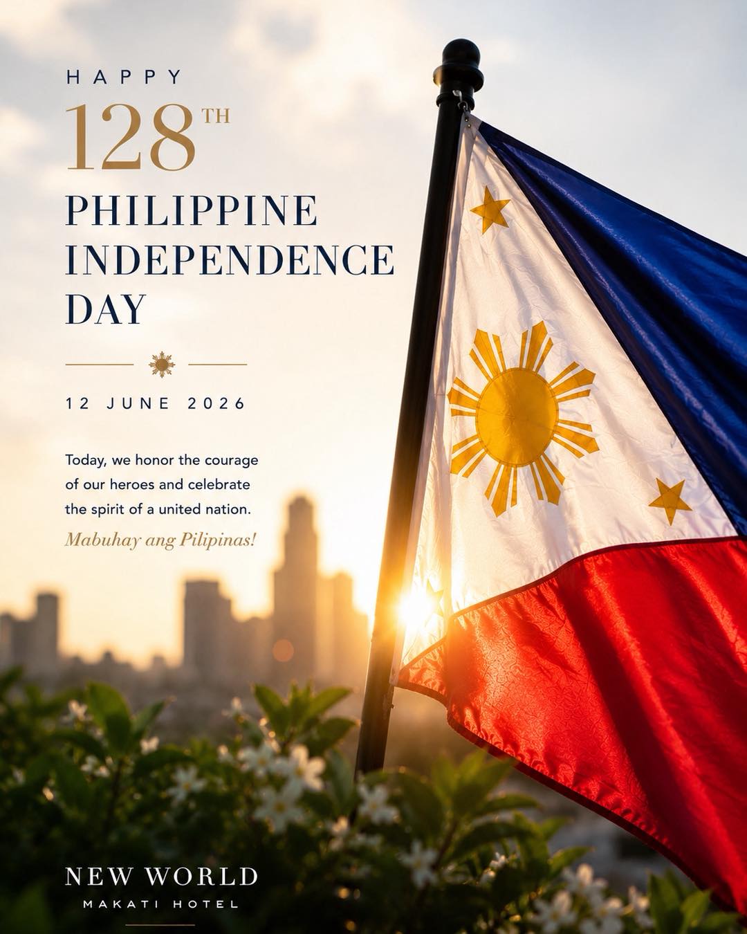 Proud of our roots. Grateful for our freedom.
Today, we honor the past, celebrate the present, and look forward to a brighter future.
Maligayang Araw ng Kalayaan!
#NewWorldMakatiHotel #NewWorldHotels #ArawngKalayaan