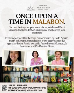 Where heritage comes to life.

Experience Once Upon a Time in Malabon at New World Makati Hotel, featuring iconic flavors, heritage recipes, and live culinary demonstrations.

See you there!

#NewWorldMakati #NewWorldMakatiHotel #NewWorldHotels #OnceUponaTimeinMalabon