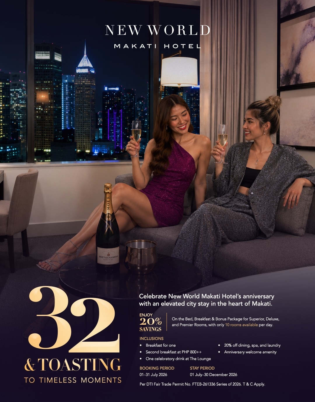 32 years of timeless moments, and many more to celebrate. ✨​

Mark New World Makati Hotel's anniversary with a luxurious city escape in the heart of Makati. Enjoy exclusive savings, thoughtful inclusions, and the perfect setting to toast life's special occasions.​

Book your anniversary stay today. 🥂​
📞 (02) 8811 6888​
 📧 reservations.manila@newworldhotels.com​
🌐https://bit.ly/3REP4vB​

#NewWorldMakati #NewWorldMakatiHotel #NewWorldHotels