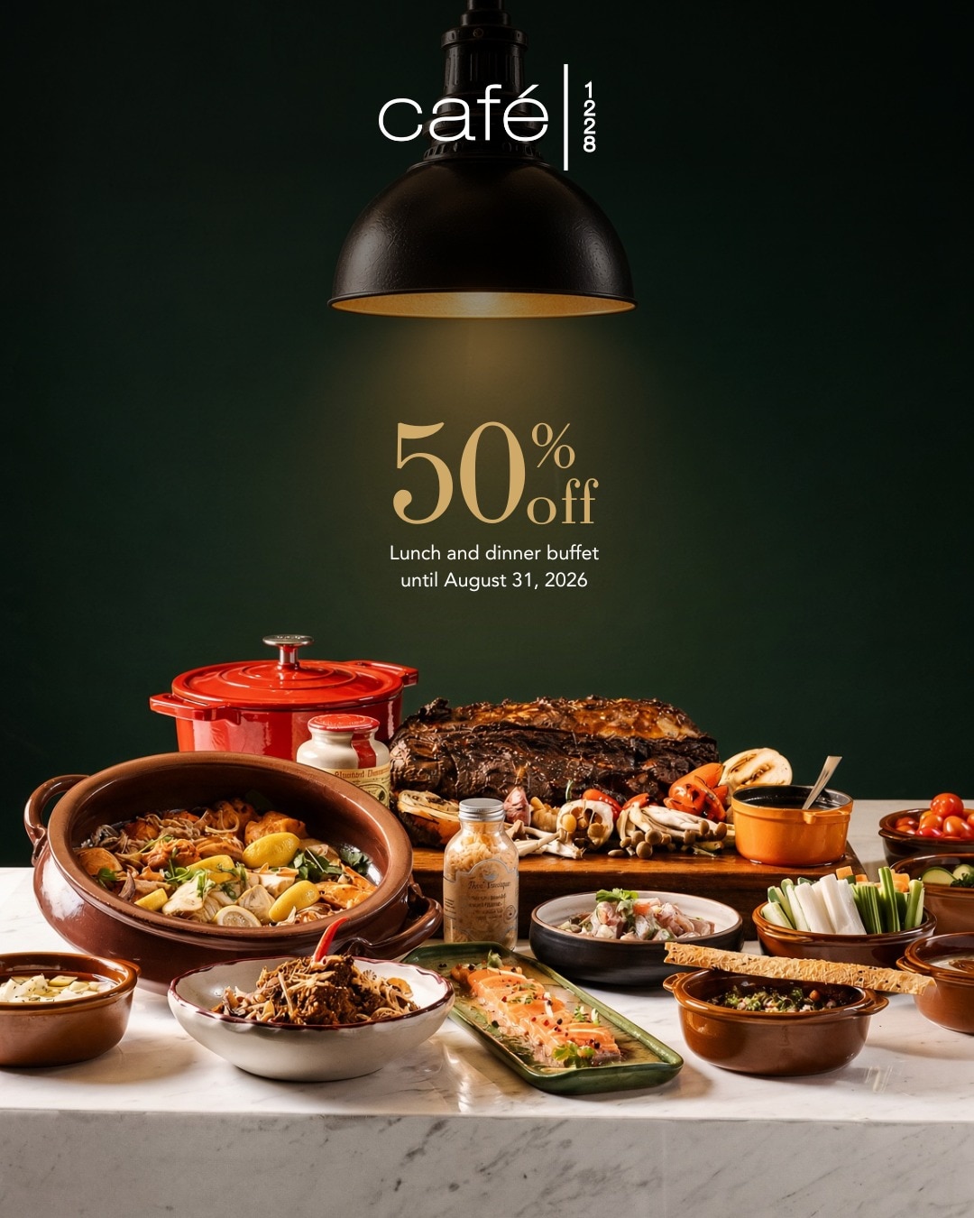 A feast worth gathering for. Discover a world of flavors at Café 1228 and enjoy 50% off our lunch and dinner buffet until August 31, 2026.

Book your table now: ​
📞 (02) 8811 6888​
📱 0917 888 4194​
📧 fbreservations.manila@newworldhotels.com ​

#NewWorldMakati #NewWorldMakatiHotel #NewWorldHotels
