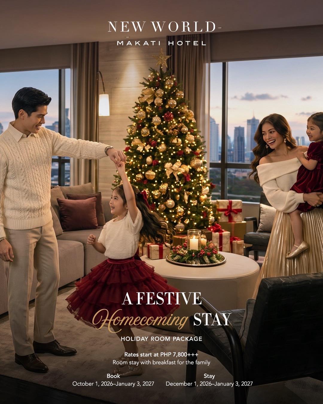 This season, make New World Makati Hotel your festive home away from home. Enjoy a memorable Christmas and New Year stay filled with meaningful moments, refined comforts, and holiday traditions to treasure.
Reserve your holiday getaway today:
📞 (02) 8811 6888
📧 reservations.manila@newworldhotels.com
🌐 Visit the link in our bio to learn more.
#NewWorldMakati #Christmas #NewYearsEve