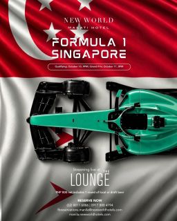 The streets of Singapore are set, and the lights are about to go out.
Catch every thrilling turn, strategic pit stop, and podium-defining moment of Formula 1 Singapore live at The Lounge.
Book your table now:
📞 (02) 8811 6888
📱 0917 888 4194
📧 fbreservations.manila@newworldhotels.com
#NewWorldMakati #NewWorldMakatiHotel #NewWorldHotels #F1Racing