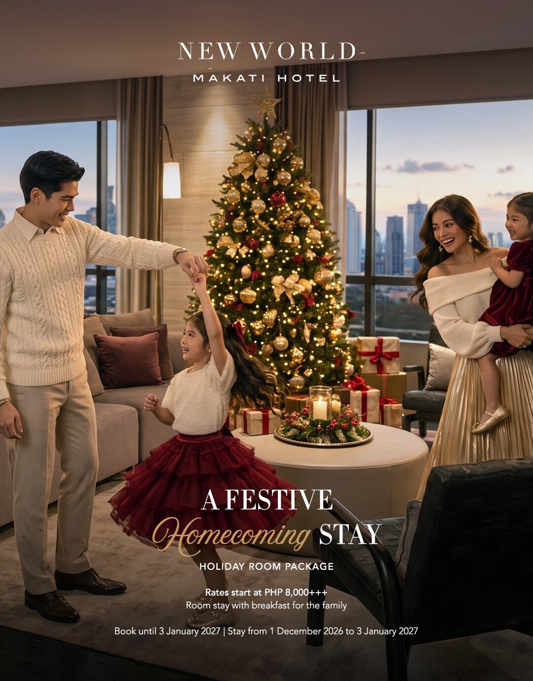 This season, make New World Makati Hotel your festive home away from home. Enjoy a memorable Christmas and New Year stay filled with meaningful moments, refined comforts, and holiday traditions to treasure.​

Reserve your holiday getaway today:​
📞 (02) 8811 6888 ​
📧 reservations.manila@newworldhotels.com ​
🌐Visit link in bio to learn more

#NewWorldMakati #Christmas #NewYearsEve