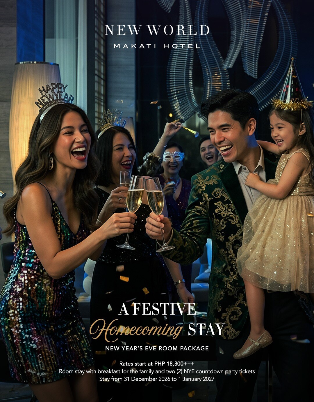 Every homecoming deserves a celebration. Gather your loved ones and welcome 2027 with a memorable stay, delightful breakfast, and an evening of festivities at New World Makati Hotel.
Book your New Year's Eve stay now:
📞 (02) 8811 6888
📧 reservations.manila@newworldhotels.com
🌐 Visit link in bio to learn more
#NewWorldMakatiHotel #NewYearsEve